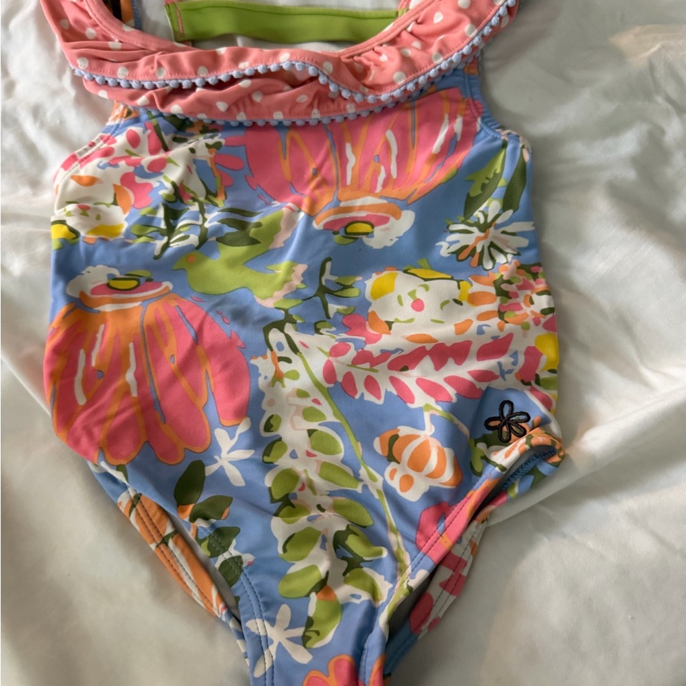 Matilda Jane Girls Floral Polka Dot One Piece Swimsuit Size 4